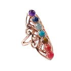 Rings Stone New Design Women Crystal Rings Vintage 7 Chakras Natural Healing Stone Colorful Yoga Rings