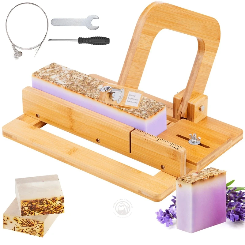 handmade diy manual bamboo wooden 12 wire soap bar multi making slicer cutter supplies for loaf candles cheese butter