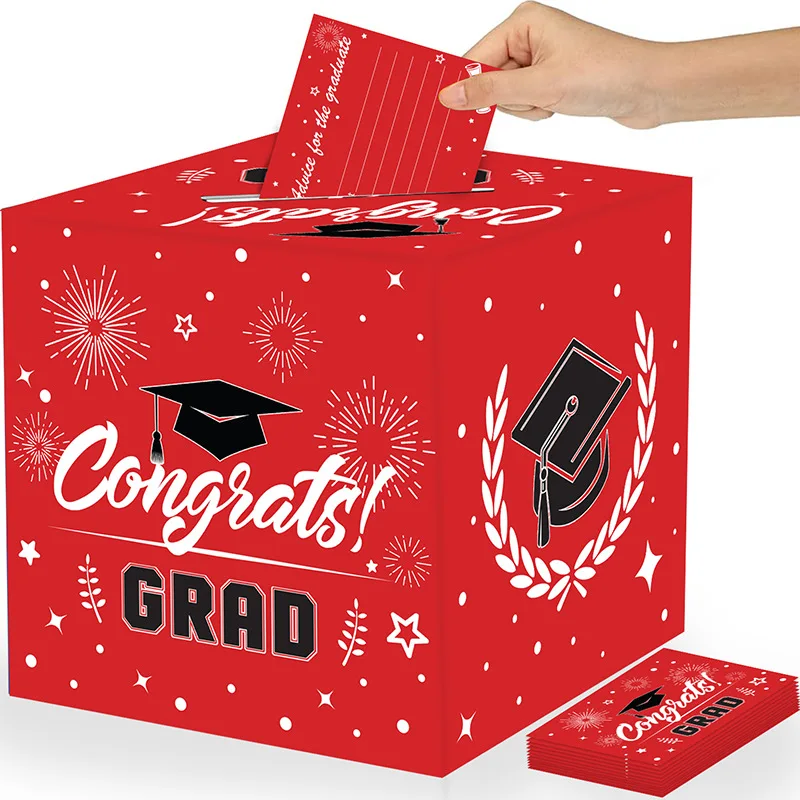 New graduation theme graduation party decoration props black gold Doctor hat ballot box suggestion box set