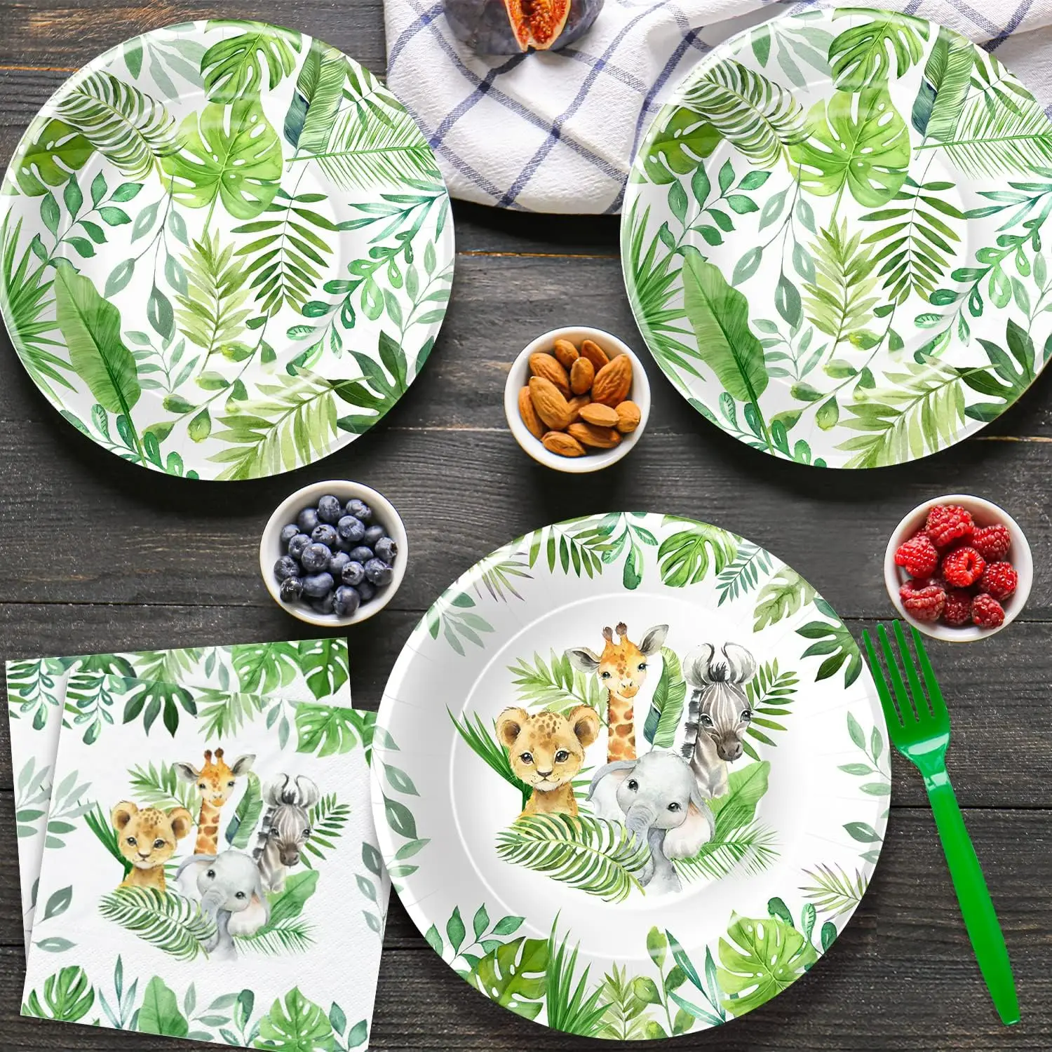 Safari Jungle Theme Party Supplies For Boys Animal Pattern Disposable Tableware Party Decoration Set Paper plate