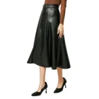 Skirt 2021 New Clothing High Waist A-line Skirt Ladies Mid-length Leather Skirt With Belt