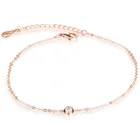 Ankle Anklet Adjustable Simple 1 Crystal Diamond Rose Gold Stainless Steel Chain Ankle Bracelet Anklet