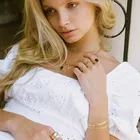 Gold Cz Ring Gemnel 925 Silver Jewelry Gold Vermeil Wedding CZ Zircon Eternity Princess Diamond Ring