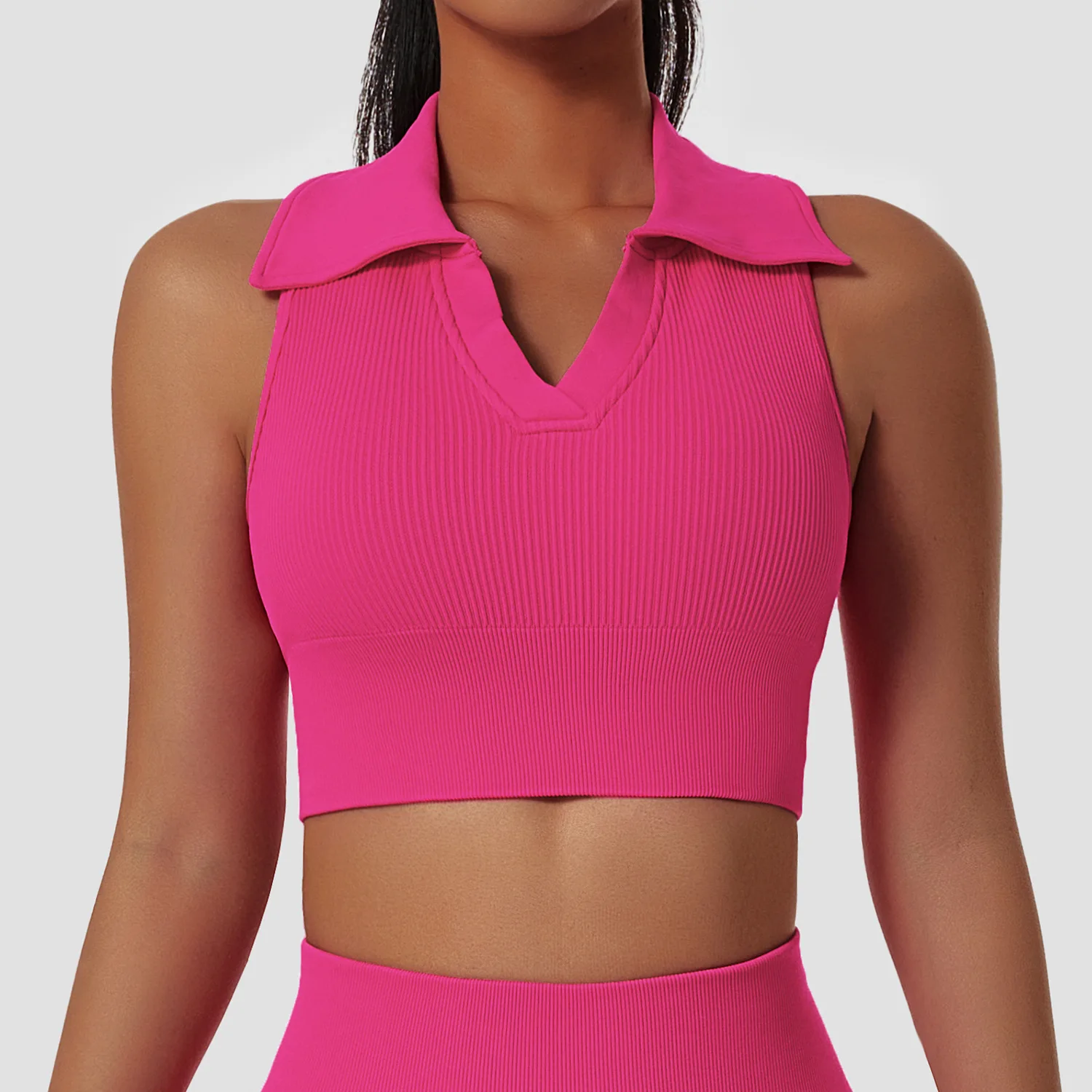 Wholesale Custom Stylish Gym Fitness Set Yoga Crop Shockproof Women Sport Bra Gym Leggings Top Two Piece Activewear Set