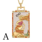 Multi Colors Enamel Women Copper Tarot Card Necklace 18K Gold Fashion Luxury 2021 Mermaid Star Moon Necklace