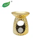 Burners Burner Golden Ceramic Oil Burners Glazed Pearlescent Wax Melt Incense Oil Burner For Home Decoration