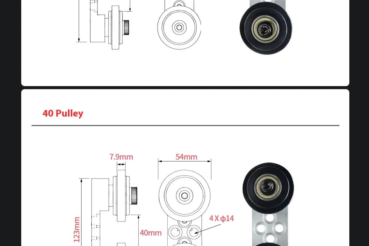 3D Printer Equipment Aluminum Frame Guide Rail Pulley Mobile Guide Wheel Accessory Bearing Pulley Assembly with Carton Packing details