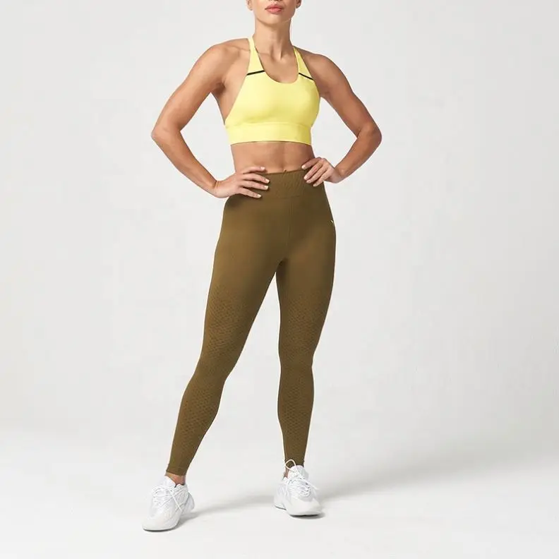 ECBC Custom Logo Yellow Training Wear Gym Knit Manufacturer Fitness Yoga Bra For Women