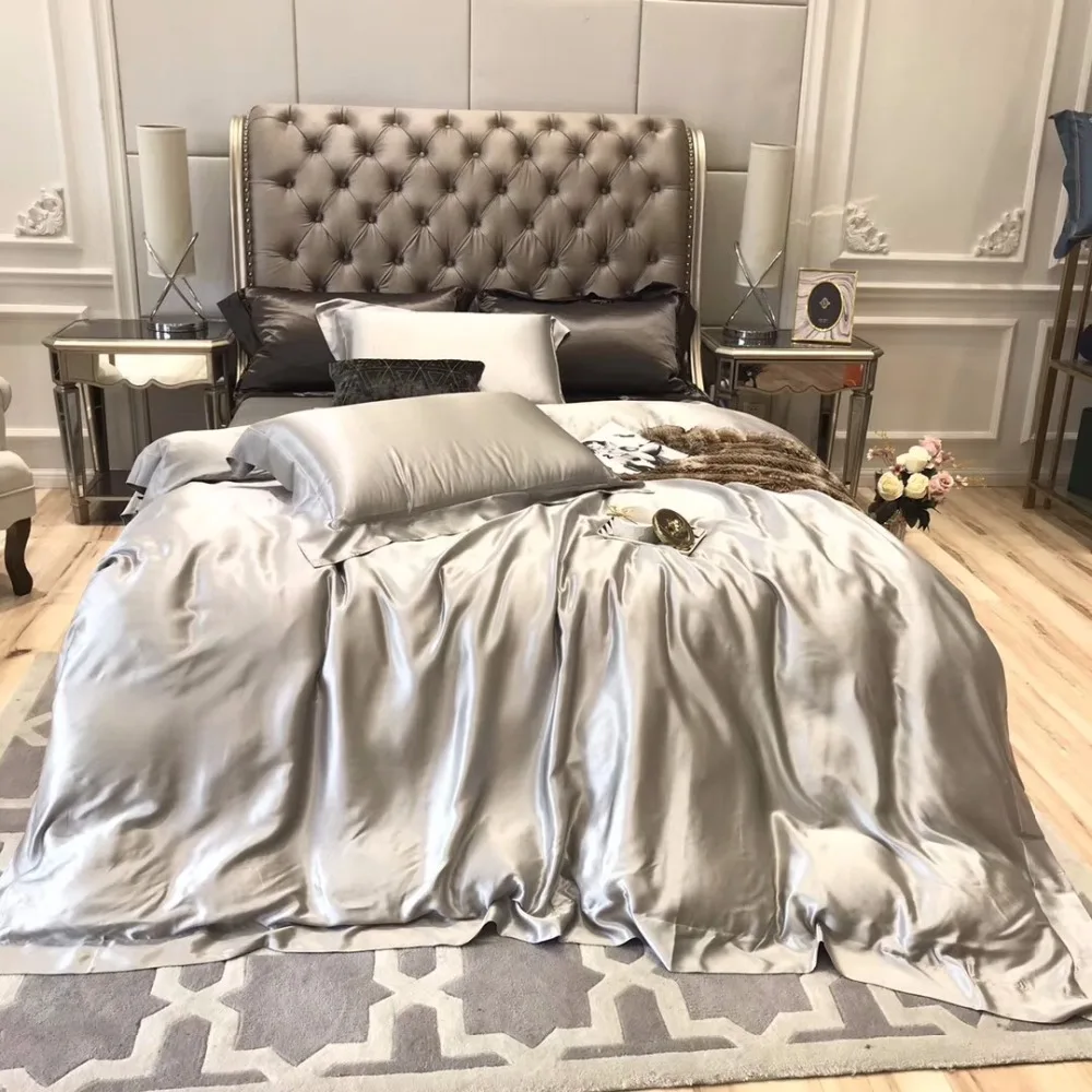 Details about   Satin Silk Sheet Bedding Set Luxury Bed Linen Set Sheets Mattress Bedspread Bed 
