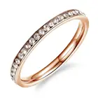 Titanium Ring Wedding Rings 2mm Women Titanium Engagement Ring Cubic Zirconia Eternity Wedding Ring GJ447