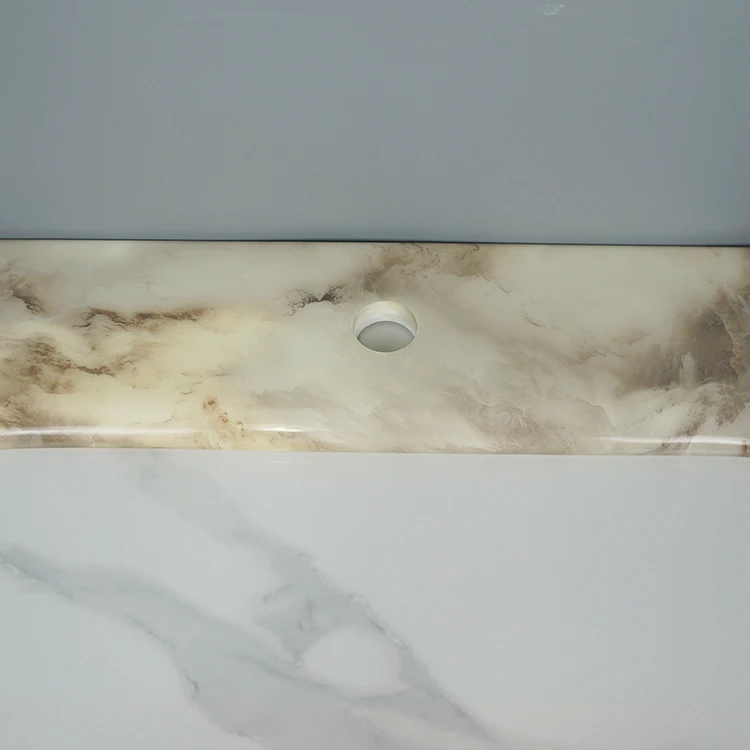 Tarpul Best Price Bathroom Countertop Marble Luminous Custom Size Pattern Desktop Artificial Stone Vanity Top factory