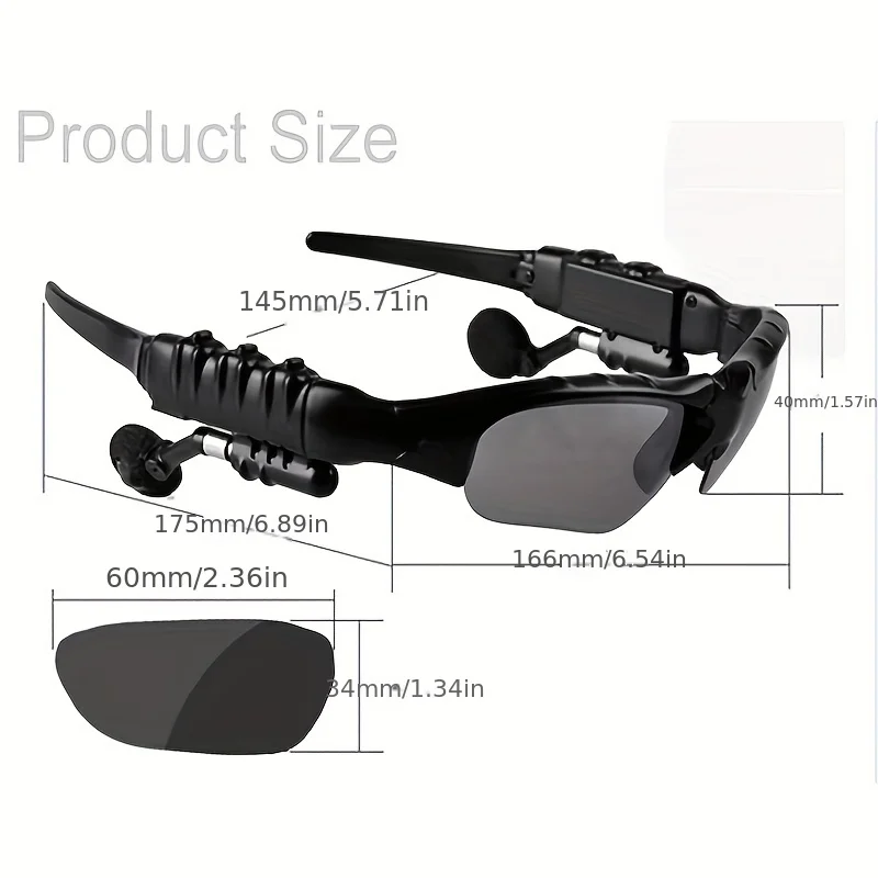 Wireless Bt Sunglasses_ Anti-ray Stereo Music Headphones With Hands-free Calling For All Cell Phones