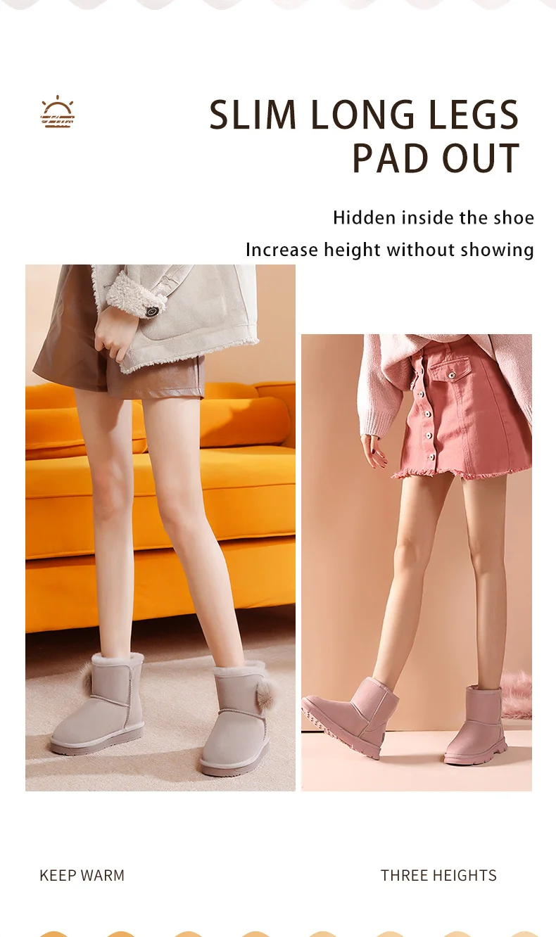 Warm Inner Height-Increasing Insoles for Men & Women, Wool Plush for Winter Boots Warm Inner Height-Increasing Insoles for Men & Women, Wool Plush for Winter Boots