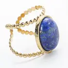 Ring Round Blue White Opal Ring Gold Slim Twist Opal Ring