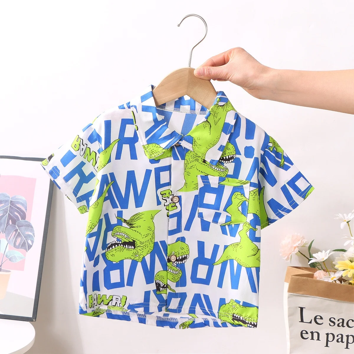 Freebily Little Boys Lapel Button Down Hawaiian Shirts Short Sleeve Pattern Print Tops Summer Beach Casual Playwear