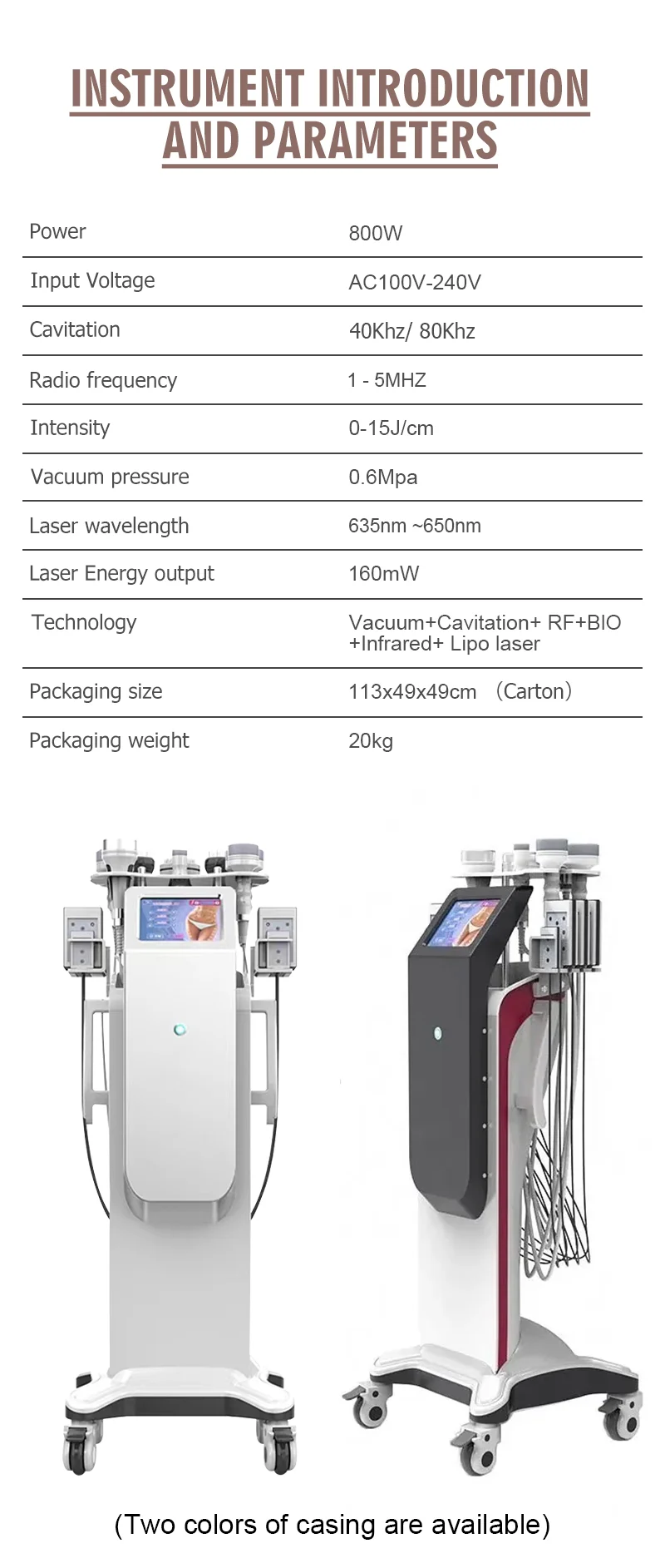 Professional 80K Cavitation Liposuction Machine 10-in-1 9 Discover the professional 10-in-1 80K cavitation liposuction machine with vacuum RF, lipolaser, BIO microcurrent, and multipolar RF technology for non-invasive body contouring and skin tightening treatments. Professional 80K Cavitation Liposuction Machine 10-in-1