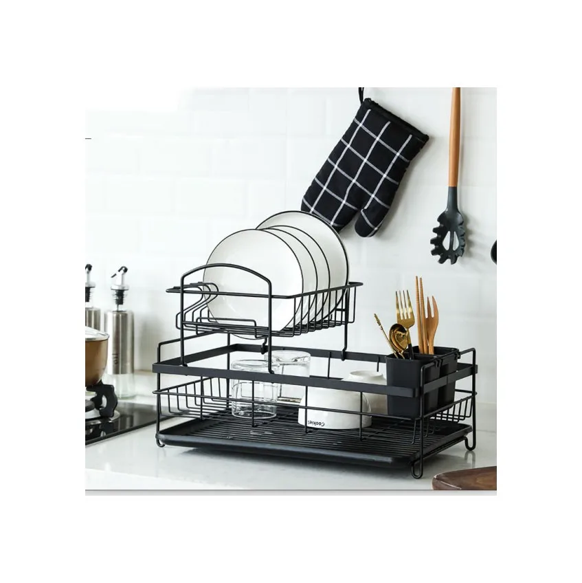 2023 new design hot sell Kitchen accessories storage holders dish drying rack drain basket Metal dish racks