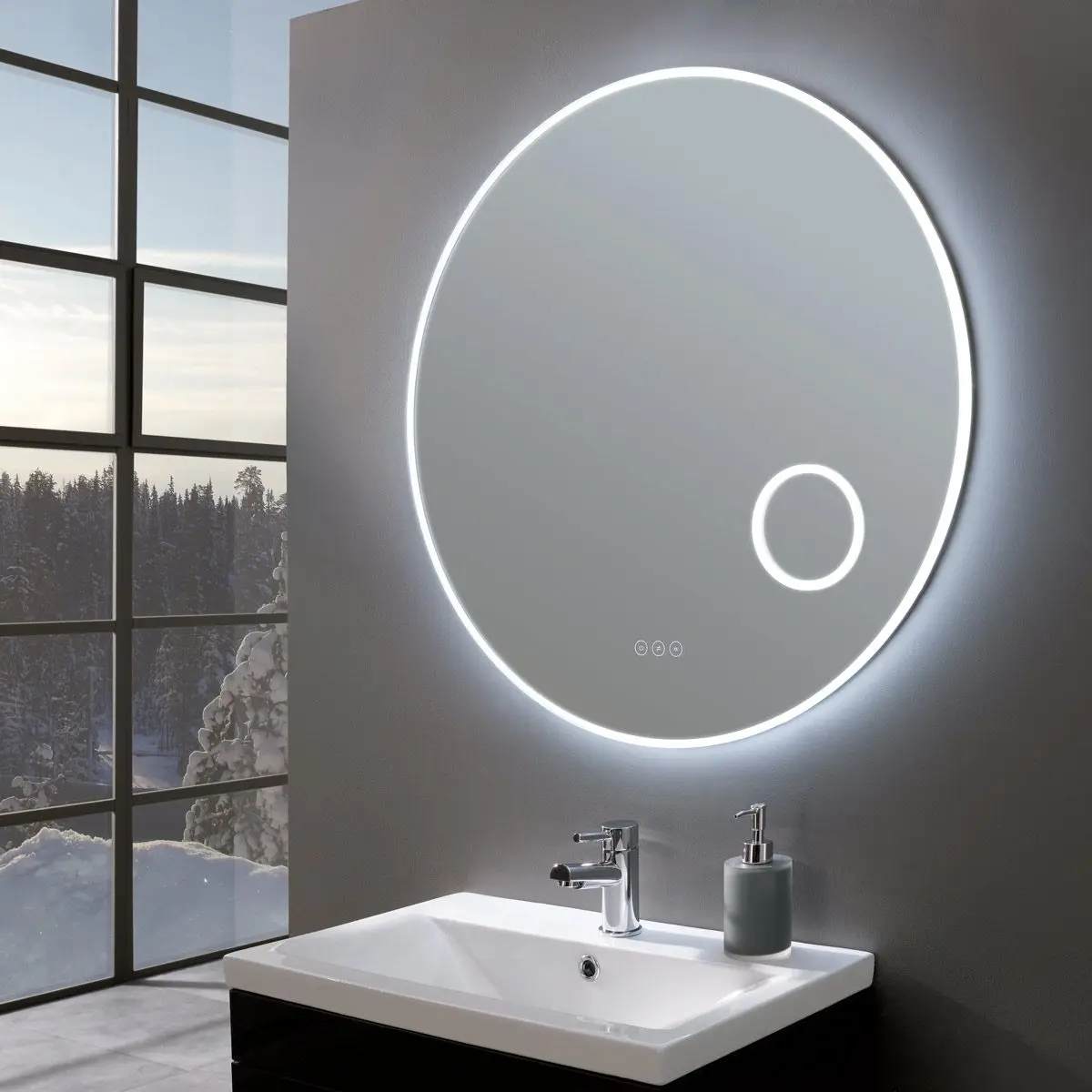 led bathroom mirror with magnifier