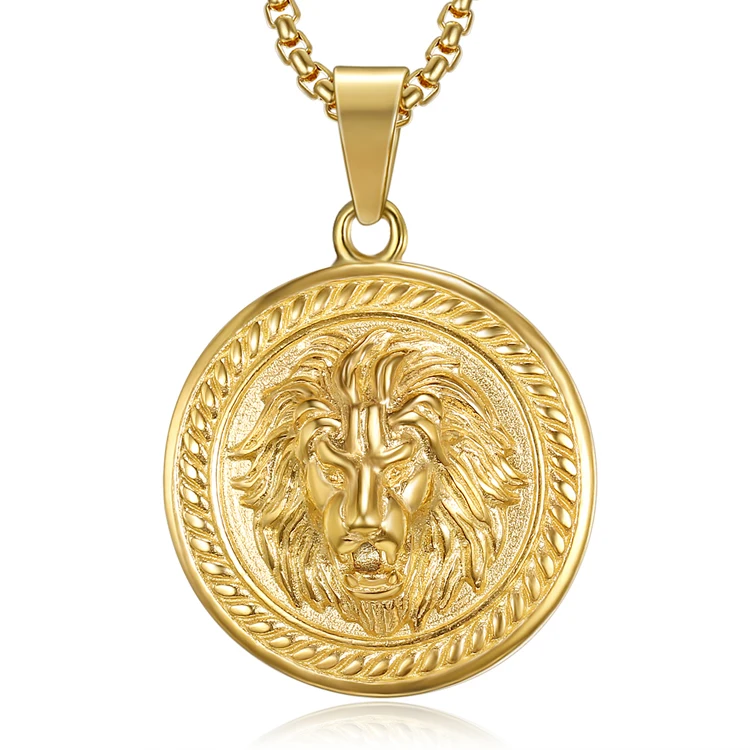 Stainless Steel Lion Pendant Necklace 