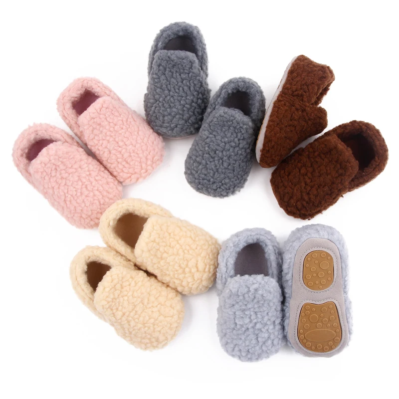 Winter Autumn Warm Baby Infant Toddler Girls Boys Plush Slippers Rubber Sole Slip on Loafers Causal Shoes Princes Shoes Gift factory