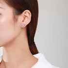 Diamond PONEES 925 Sterling Silver Geometric Line Earrings Sample Diamond Stud Earring For Women Fashion