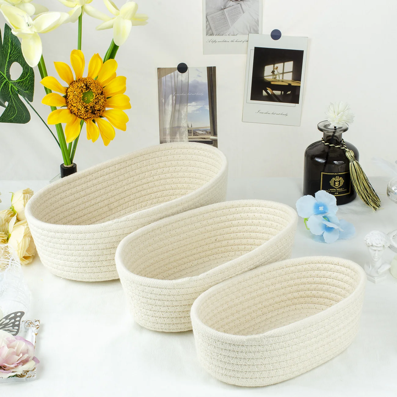 HUAYI cotton rope woven mini food storage basket  for home restaurant hotel