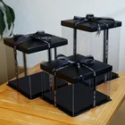 Wedding Wholesale Custom Transparent Black Plastic Wedding Square Cake Boxes In Bulk
