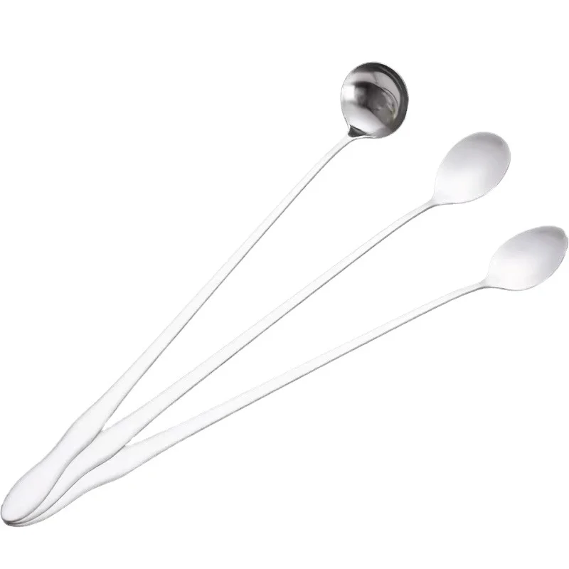 Dfu0195 Chef Tasting Spoon Stainless Steel Long Handle Teaspoon Long Scoop Honey Dew Spoon Bar