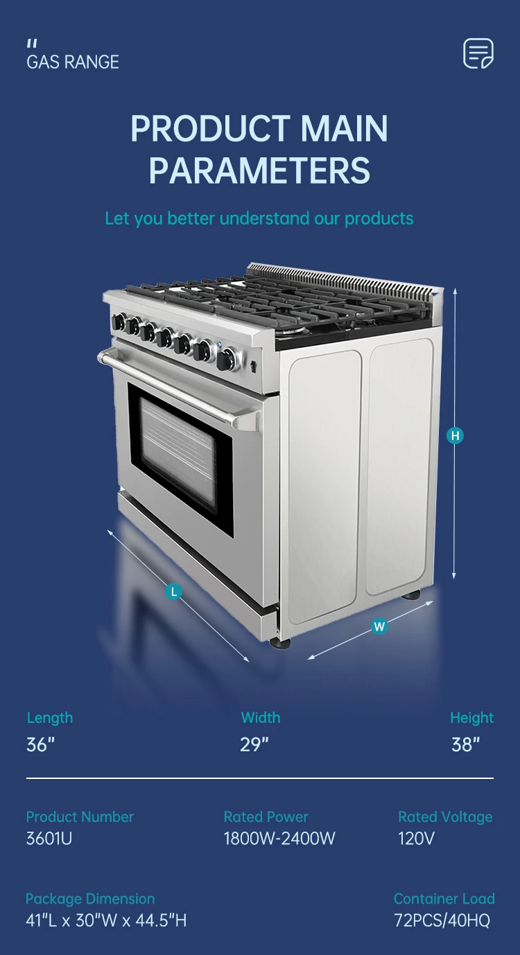 Gyxion — four électrique, 36 pouces, haut de gamme, commercial et facile à nettoyer