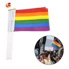 Customized Small Size Shake Flag Polyester Printed Lgbt Gay Pride 14*21cm Hand Waving Hand Held Rainbow Flags