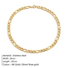 Silver Punk Woman Luxury 8mm Wide Figaro Chains Gold Silver Plated Stainless Steel Chunky Necklace In Stock