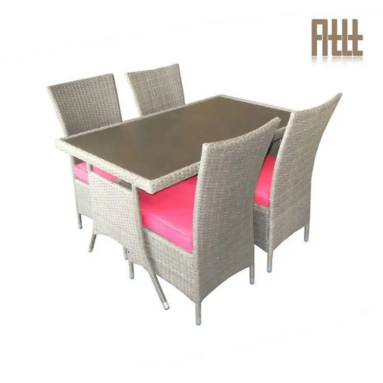 product hot sale factory supply outdoor rattan dining table and chairs set with waterproof cushion-3