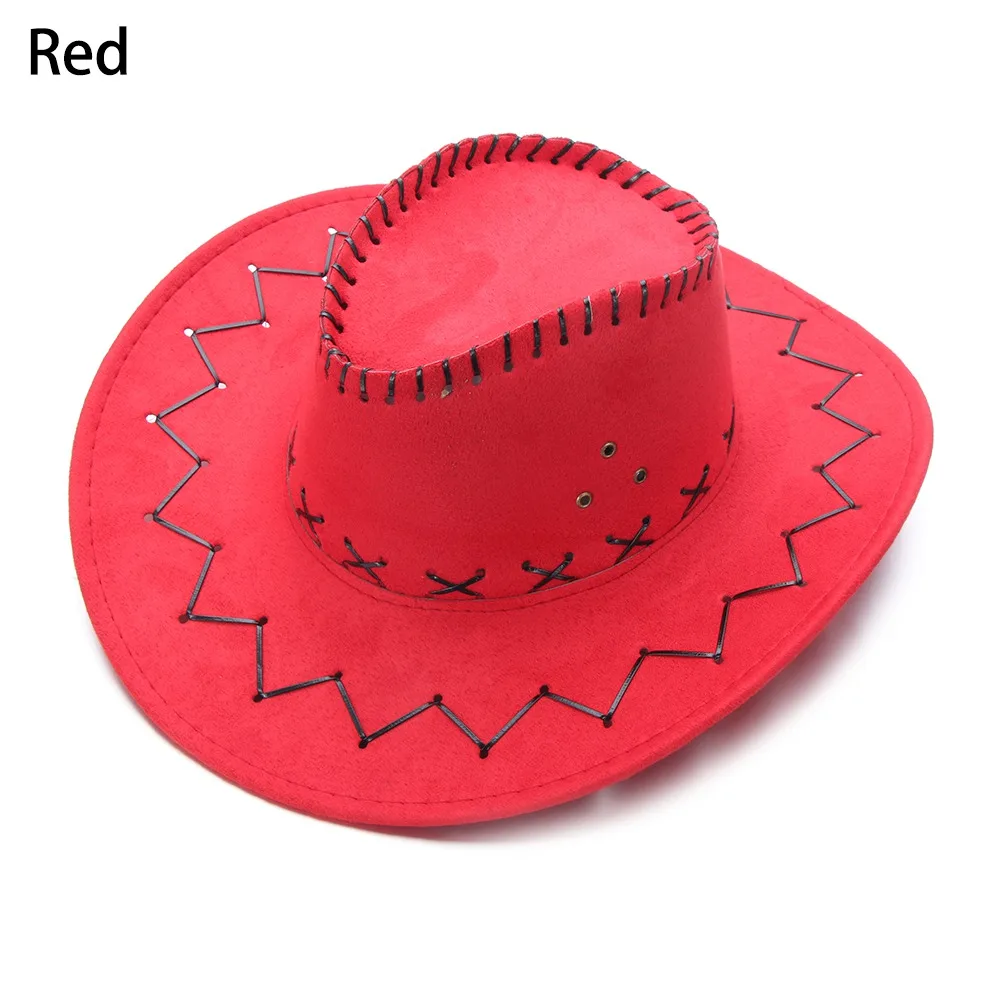1pc Western style cowboy hat for men women outdoor wide brim leather black white pink summer wide brake beach trip cap 2022 (Color : White3