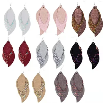 Multi Layer Leather Earrings Christmas S Shape Ear Rings Jewelry For Girls Lady Sequins Three Layers Earring