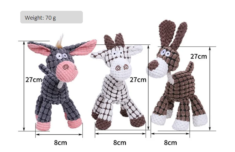 Fun Pet Toy Donkey Shape Corduroy Chew Toy For Dogs Puppy Squeaker Squeaky Plush Bone Molar Dog Toy Pet Training Dog Accessories