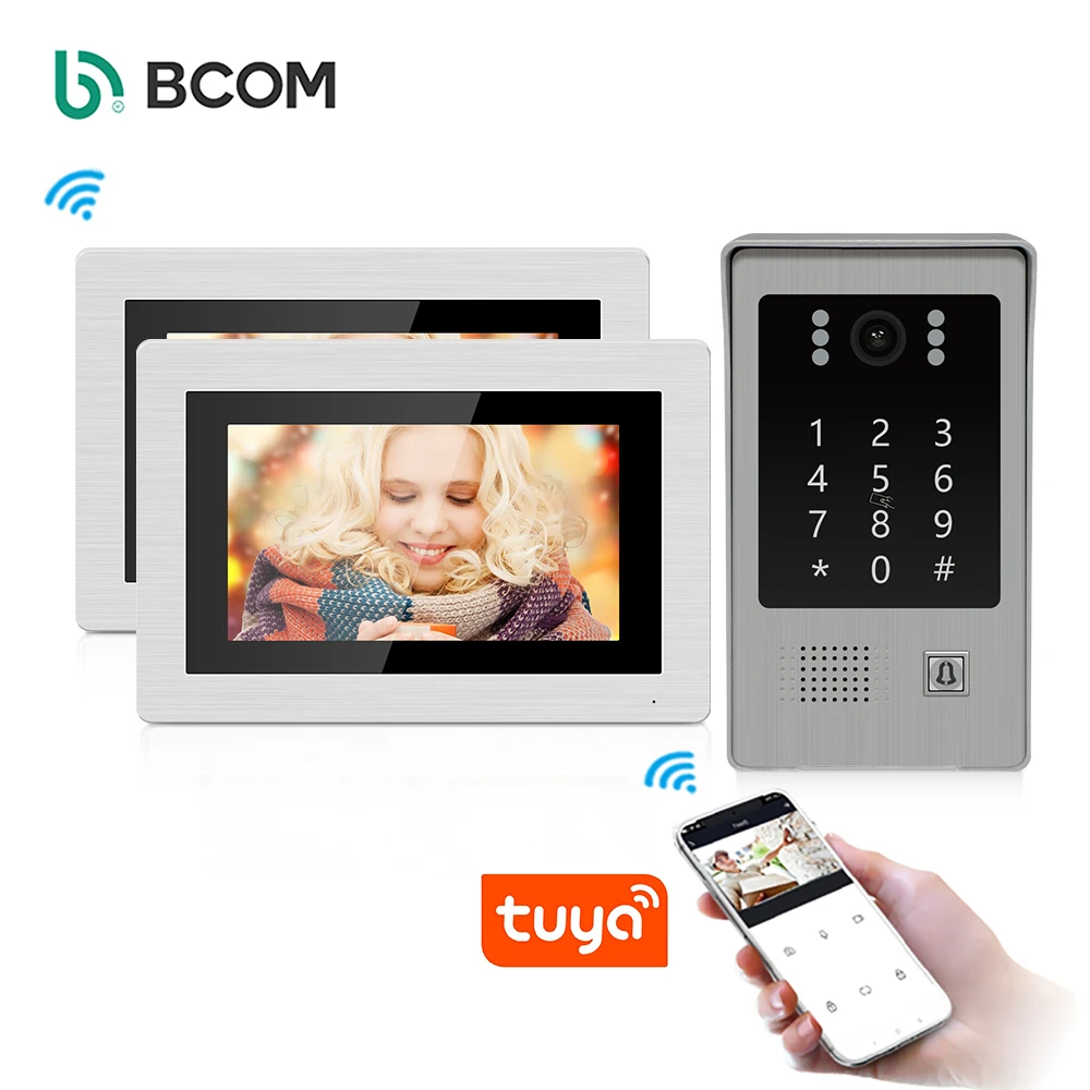 Bcom visible door phone supplier wifi 4 wire sensor button visual interphone system tuya wired video intercom with door bell