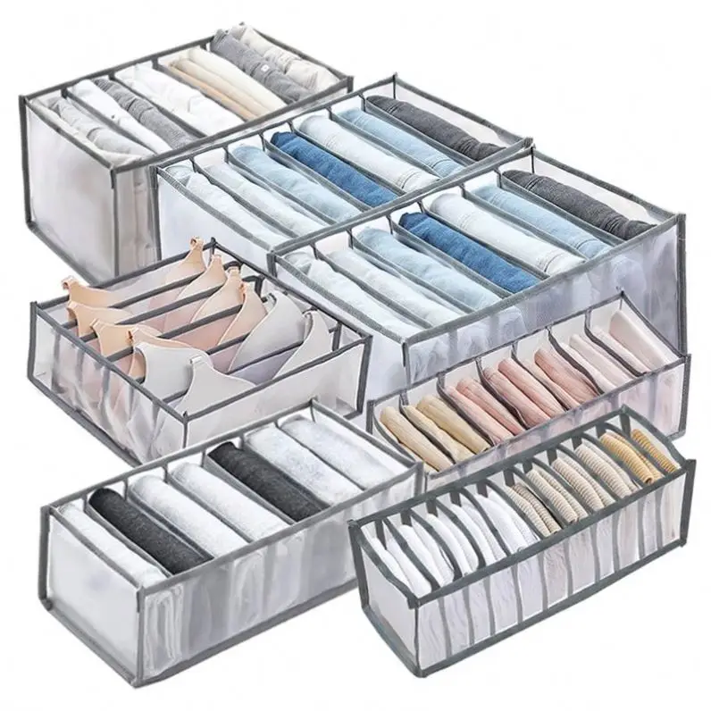 Factory Nylon Clothes Drawer Storage Bag Divider Closet Organizer Foldable Mesh Underwear Bra Socks Storage Box