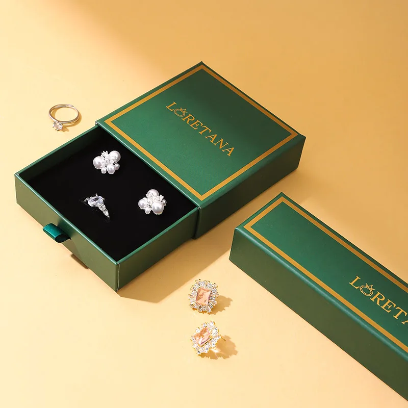 product a1 2026jb039 green luxury button closure drawer jewelry box with custom logo packaging for necklace ring earring-8