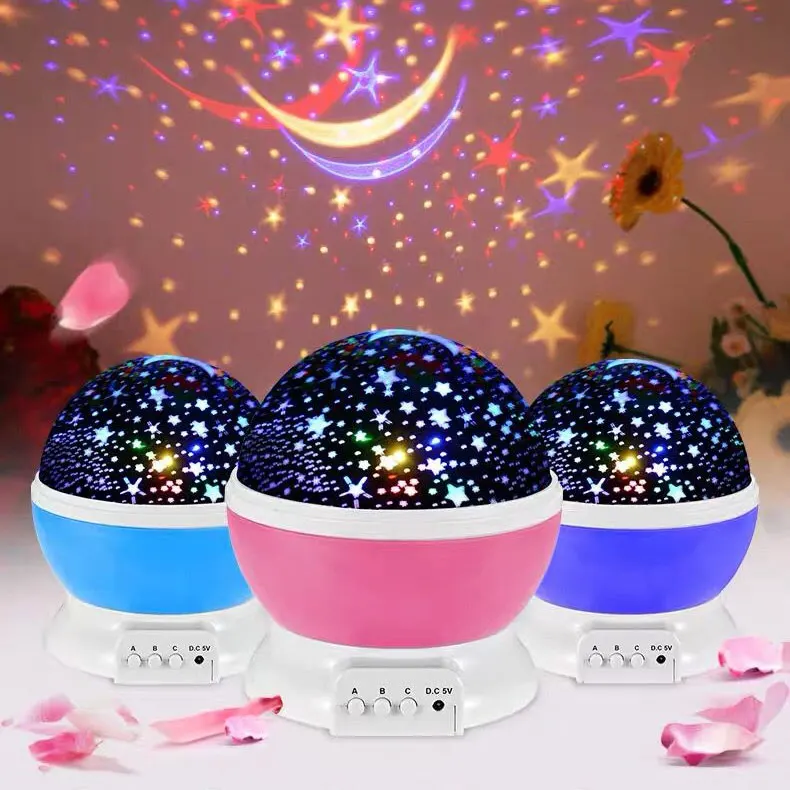 Star Moon Projector Rotating Night Light LED Lamp 8 Changing Color Modes Bedroom 