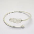 Bracelet Silver Feather Open Adjustable Bracelet Silver Plated 925 Jewelry Bangles Wholesale