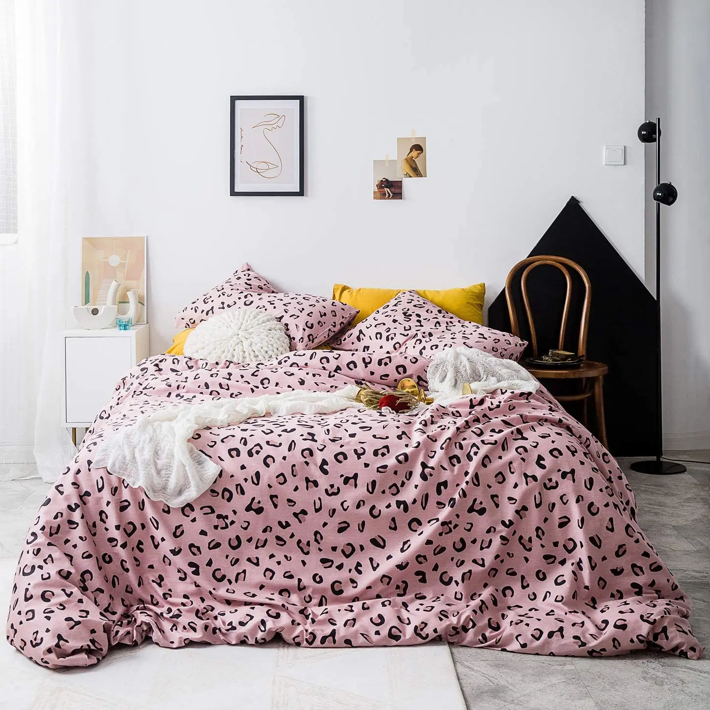 Pink Leopard Cheetah Print Bedding Set 