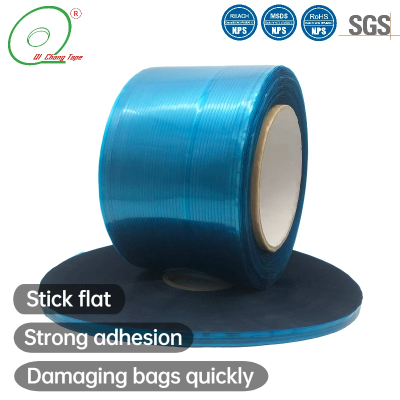 Excellent Performance Blue PET Film Permanent Bag Sealing Tape for Mailer Courier Bag Neck Sealing manufacture