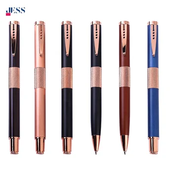 Factory Direct Sale Business Office Gift Rose Gold Metal Ballpoint Pen Signature Pen with Engraved Middle