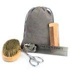 Tool Beard Brush And Comb Set Custom Logo Barber Shop Hairdressing Tool Wooden Beard Brush And Comb Set