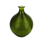Glass Crafts Green Colored Glass Bud Vase Different Embossed Surface Glass Bottle Crafts For Home Decoration