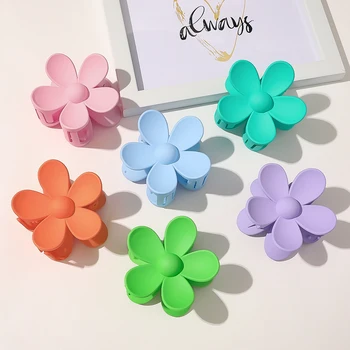 SongMay Hot selling candy color flower hair claw clips wholesale Matte Plastic Hair Claw Hair Accessories