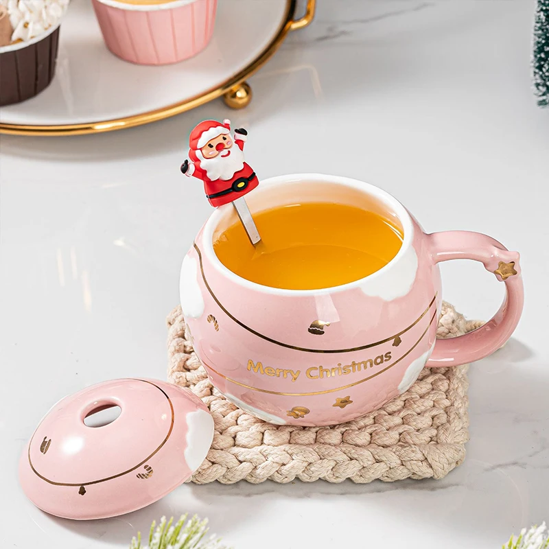420ml wholesale tea porcelain coffee and tea mugs coffee cups ceramic with christmas model