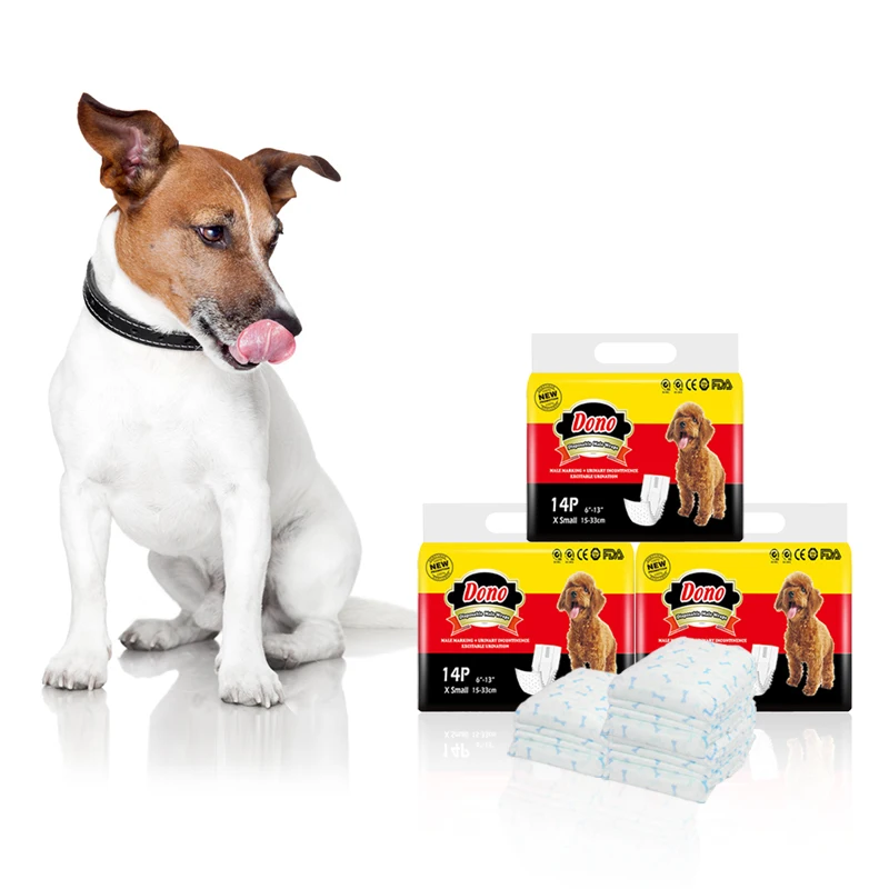 Including Four Sizes Diapers Wetness Indicator Small Medium Dono Disposable Dog Diapers Male Dog Wraps Super Absorbent Soft Pet Diapers Large Extra Small 