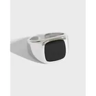 Ring W Custom Simple Design Open Ring 925 Sterling Silver W Black Agate Gemstone Ring