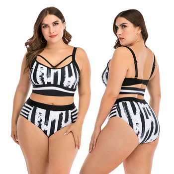 High quality plus size bikini fashion show 2022 plus size swim suit women swim wear with chest pad